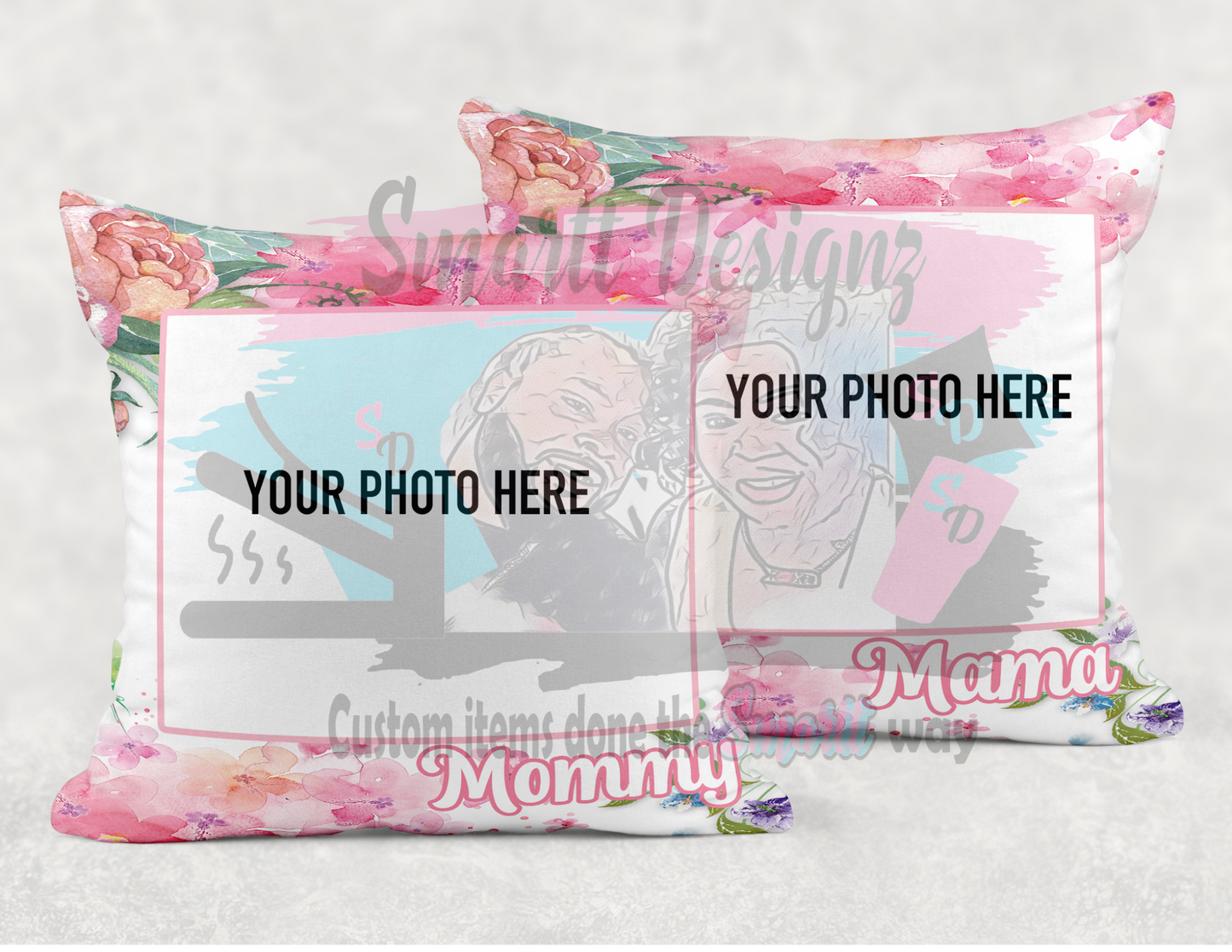 Throw pillow (Pink multi-flower)